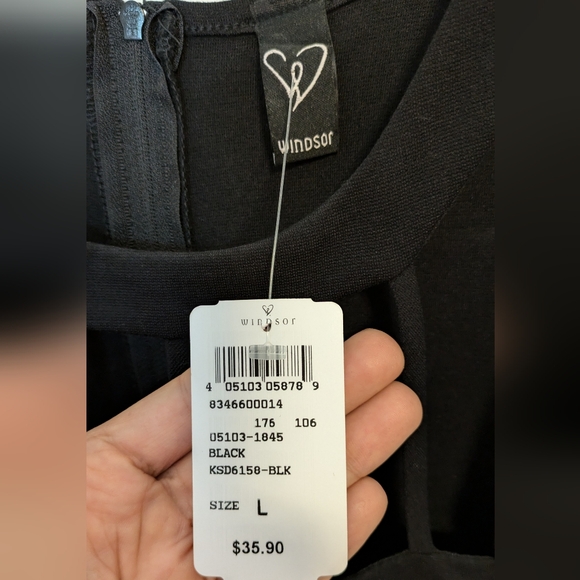 NWT Windsor Black Mini Dress - Neckline Cutouts - Size Large - Picture 2 of 5